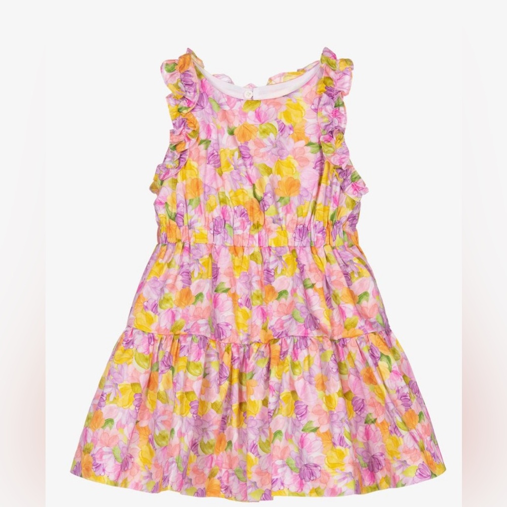 Mayoral Floral Pink and Yellow Dress - Girls Size 5